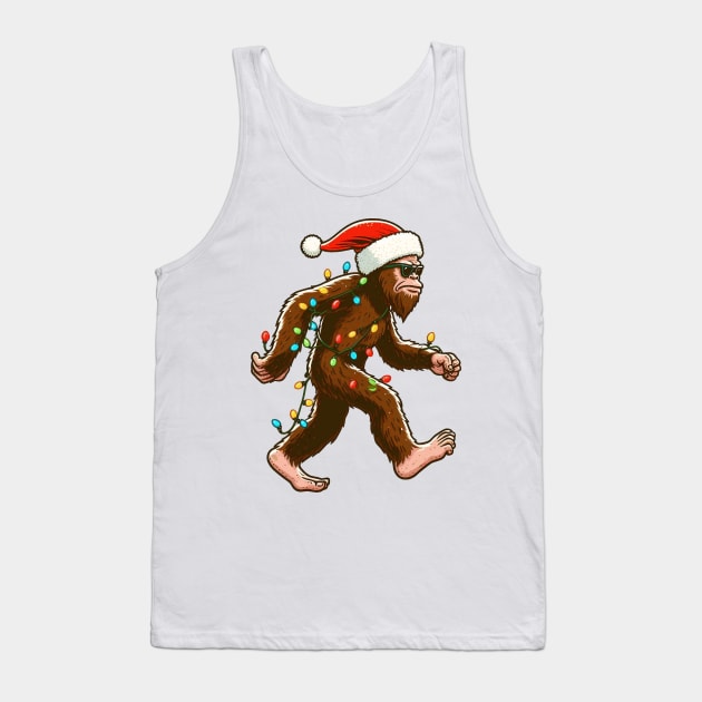 Bigfoot Santa Christmas Tree Lights Tank Top by Etopix